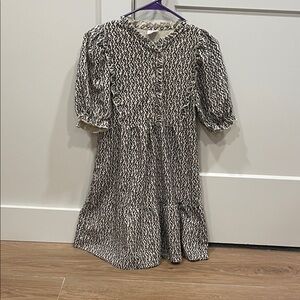 Zara Cream and Black Textured Dress